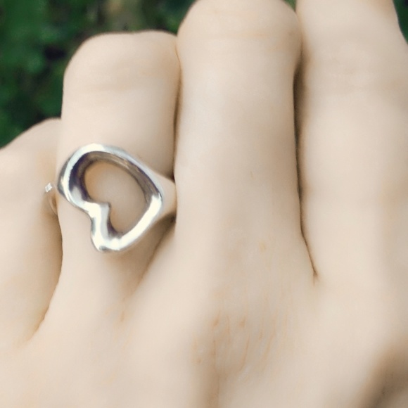 Vintage Jewelry - Vintage Mid-Century Modern Sterling Silver Heart Ring- 6.5